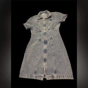 Le Lis denim zip up short sleeve dress small